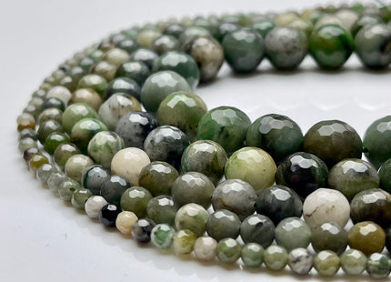 4mm 6mm 8mm 10mm 12mm Natural Faceted Round Mongolian Jade Gemstone Beads Green Color Rare Multi Green Mongolian Jade Loose Beads #3877