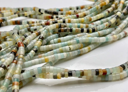 2x4mm Natural Color Amazonite Heishi Rondelle Shape Genuine Amazonite Discs Gemstone Loose Beads 15.5 Inches Strand #3102