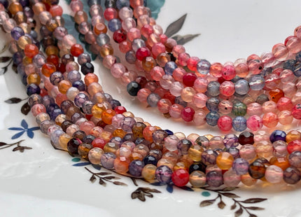 4 mm Faceted Round Multi Pink And Blue Color Agate Gemstone Beads Genuine Agate Gemstone Loose Beads 14 Inches Strand #3015