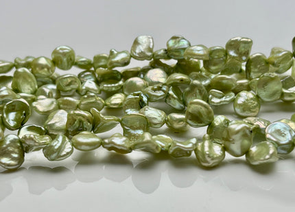 8-9 mm AA Light Forest Green Top Drilled Keshi Freshwater Pearls Genuine Forest Green Color Freshwater Keshi Pearl Beads #P1857