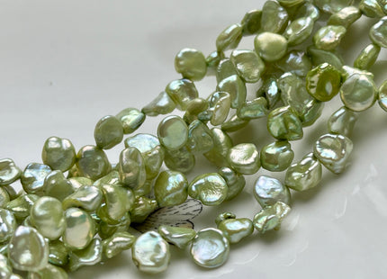 8-9 mm AA Light Forest Green Top Drilled Keshi Freshwater Pearls Genuine Forest Green Color Freshwater Keshi Pearl Beads #P1857
