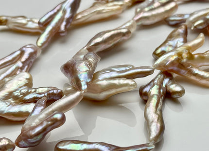 AAA Rare Chicken Feet Shape Genuine Freshwater Pearl Beads Natural Mauve Pink Color High Luster Limited Biwa Pearl Beads 11-13 Beads #P1947