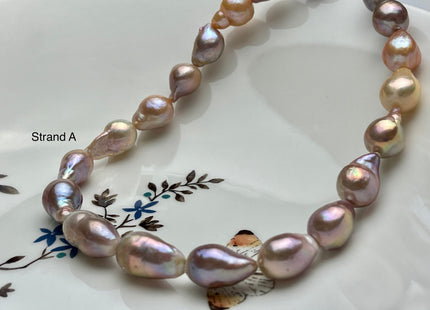 9-10x13-19mm AAAA Very Rare Mauve Pink Baroque Edison Pearl Genuine Natural High Luster Tear Drop Edison Pearl With Iridescent Color #P1945