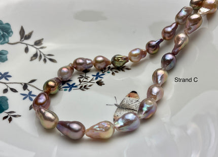 9-10x13-19mm AAAA Very Rare Mauve Pink Baroque Edison Pearl Genuine Natural High Luster Tear Drop Edison Pearl With Iridescent Color #P1945