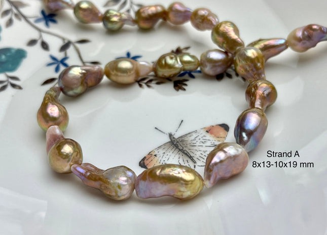 8-10x19-22 mm AAAA Very Rare Mauve Pink Baroque Edison Pearl Genuine Natural High Luster Tear Drop Edison Pearl With Iridescent Color #P1942