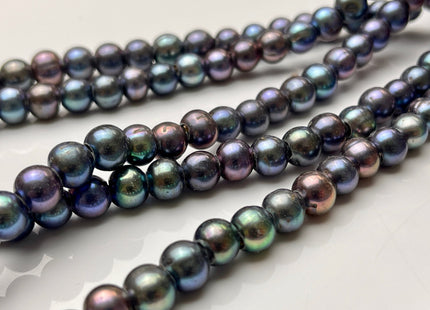 8mm AAA Rainbow Peacock Color Off Round Shape Freshwater Pearl Beads Hole Size 3.0mm Genuine High Luster Large Hole Pearl 55 Beads #P1915