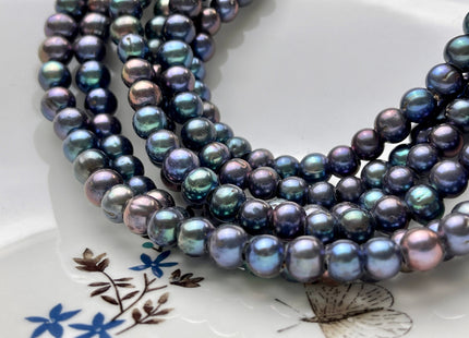 8mm AAA Rainbow Peacock Color Off Round Shape Freshwater Pearl Beads Hole Size 3.0mm Genuine High Luster Large Hole Pearl 55 Beads #P1915