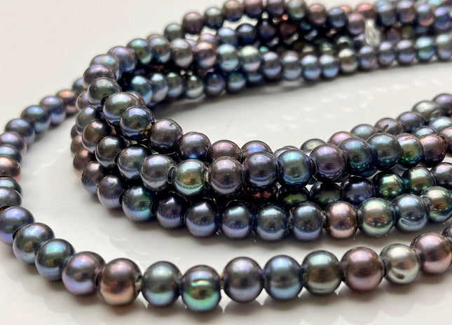 8mm AAA Rainbow Peacock Color Off Round Shape Freshwater Pearl Beads Hole Size 3.0mm Genuine High Luster Large Hole Pearl 55 Beads #P1915