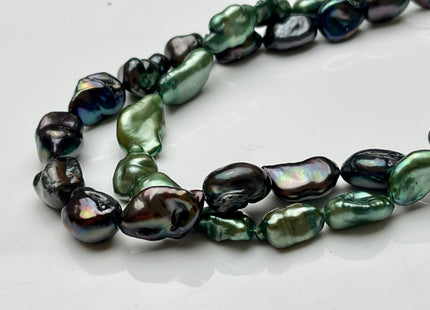 9-11x12-17 mm AA Black Peacock or Green Keshi Freshwater Pearls Genuine High Luster Keshi Rice Nugget Shape Freshwater Pearl Beads #P1930