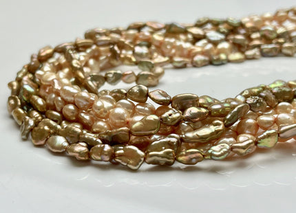 5-6x6-7 mm Light or Dark Champagne Keshi Freshwater Pearls Genuine High Luster Keshi Rice Nugget Shape Freshwater Pearl Beads #P1938