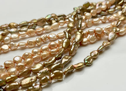 5-6x6-7 mm Light or Dark Champagne Keshi Freshwater Pearls Genuine High Luster Keshi Rice Nugget Shape Freshwater Pearl Beads #P1938