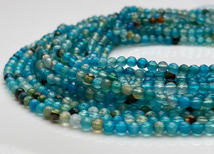 4 mm Faceted Round Black Brown Apatite Blue Color Agate Gemstone Beads Genuine Agate Gemstone Loose Beads 14 Inches Strand #3894