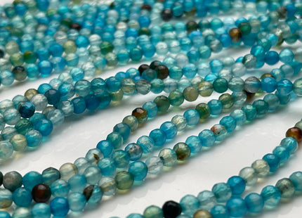 4 mm Faceted Round Black Brown Apatite Blue Color Agate Gemstone Beads Genuine Agate Gemstone Loose Beads 14 Inches Strand #3894