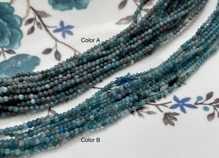 BEST DEAL 2 mm Faceted Round Tiny Multi Blue Apatite Gemstone Beads Genuine Natural Blue Apatite Loose Beads 15 Inches Strand #3892