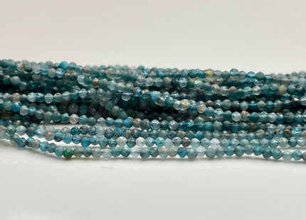 BEST DEAL 2 mm Faceted Round Tiny Multi Blue Apatite Gemstone Beads Genuine Natural Blue Apatite Loose Beads 15 Inches Strand #3892