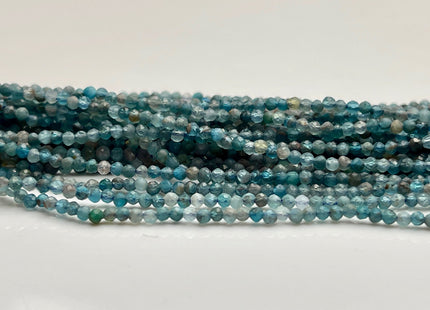 BEST DEAL 2 mm Faceted Round Tiny Multi Blue Apatite Gemstone Beads Genuine Natural Blue Apatite Loose Beads 15 Inches Strand #3892