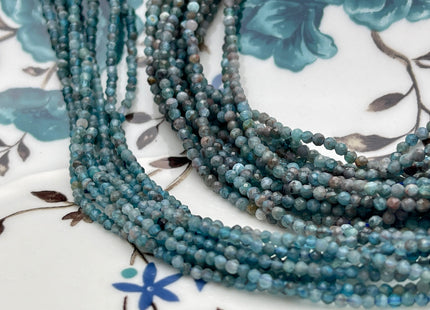 BEST DEAL 2 mm Faceted Round Tiny Multi Blue Apatite Gemstone Beads Genuine Natural Blue Apatite Loose Beads 15 Inches Strand #3892