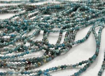 BEST DEAL 2 mm Faceted Round Tiny Multi Blue Apatite Gemstone Beads Genuine Natural Blue Apatite Loose Beads 15 Inches Strand #3892