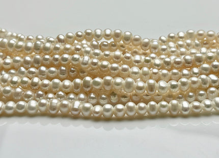 5-6 mm Half Strand White Potato Freshwater Pearl Beads 1.5 mm Hole Large Hole Beads Genuine Large Hole White Pearls #P1948