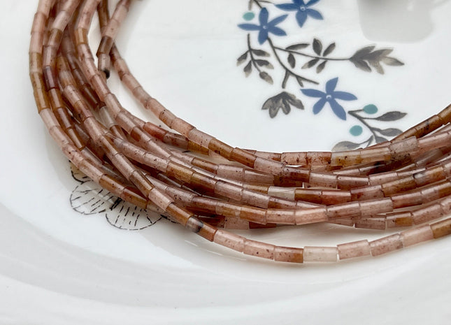 2x4 mm Tube Shape Natural Aventurine Gemstone Beads Genuine Purple Pink Aventurine Gemstones Loose Spacer Beads 15.5 Inches Strand #3897