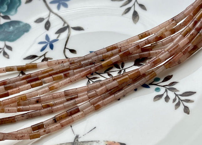 2x4 mm Tube Shape Natural Aventurine Gemstone Beads Genuine Purple Pink Aventurine Gemstones Loose Spacer Beads 15.5 Inches Strand #3897