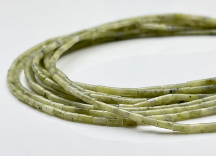 2x4 mm Tube Shape Natural Southern Jade Gemstone Beads Genuine Green Multi Green Jade Gemstones Spacer Beads 15.5 Inches Strand #3898