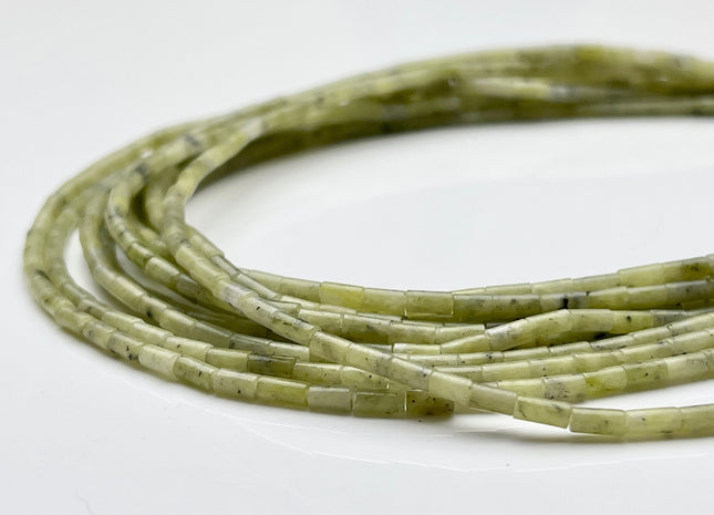 2x4 mm Tube Shape Natural Southern Jade Gemstone Beads Genuine Green Multi Green Jade Gemstones Spacer Beads 15.5 Inches Strand #3898