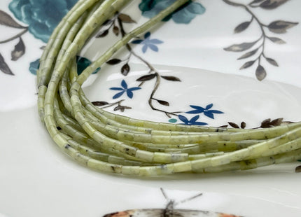 2x4 mm Tube Shape Natural Southern Jade Gemstone Beads Genuine Green Multi Green Jade Gemstones Spacer Beads 15.5 Inches Strand #3898
