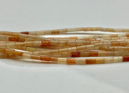 2x4 mm Tube Shape Natural Aventurine Gemstone Beads Genuine Peach And Pink Aventurine Gemstones Loose Spacer Beads 15.5 Inches Strand #3902