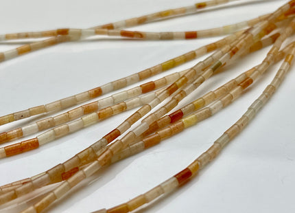 2x4 mm Tube Shape Natural Aventurine Gemstone Beads Genuine Peach And Pink Aventurine Gemstones Loose Spacer Beads 15.5 Inches Strand #3902