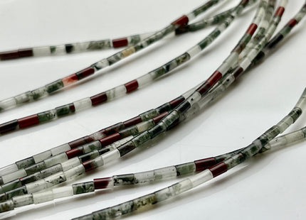 2x4 mm Tube Shape Natural African Bloodstone Gemstone Beads Genuine Red Green Bloodstone Gemstones Spacer Beads 15.5 Inches Strand #3903