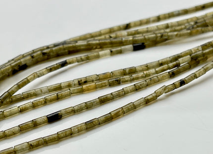 2x4 mm Tube Shape Natural Labradorite Gemstone Beads Genuine Multi Gray Labradorite Gemstones Loose Spacer Beads 15.5 Inches Strand #3904