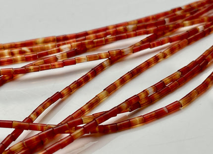 2x4 mm Tube Shape Natural Agate Gemstone Beads Genuine Orange Red Carnelian Color Agate Gemstone Loose Spacer Beads 15.5 Inches Strand #3905