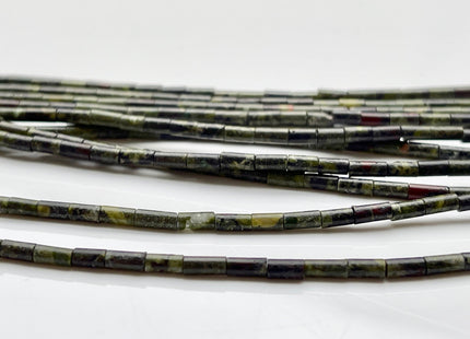 2x4 mm Tube Shape Natural Dragon Blood Jasper Gemstone Beads Genuine Multi Green Jasper Gemstone Loose Spacer Beads 15.5 Inches Strand #3907