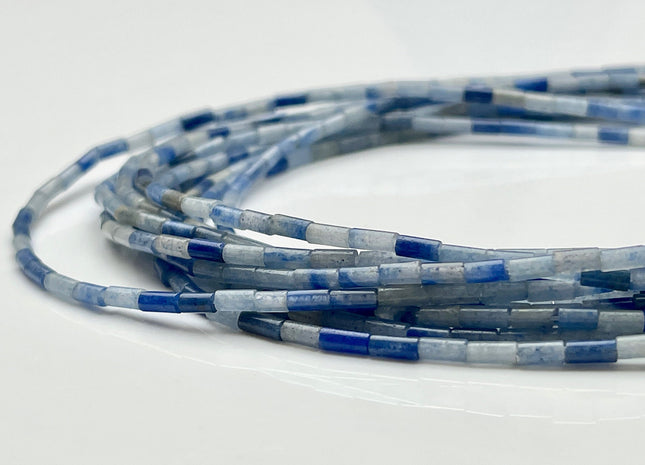 2x4 mm Tube Shape Natural Aventurine Gemstone Beads Genuine Multi Blue Aventurine Gemstones Loose Spacer Beads 15.5 Inches Strand #3910