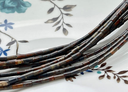 2x4 mm Tube Shape Natural Rainbow Jasper Gemstone Beads Genuine Multi Brown Jasper Gemstones Loose Spacer Beads 15.5 Inches Strand #3911