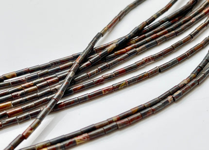 2x4 mm Tube Shape Natural Rainbow Jasper Gemstone Beads Genuine Multi Brown Jasper Gemstones Loose Spacer Beads 15.5 Inches Strand #3911