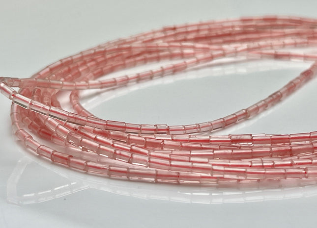 2x4 mm Tube Shape Natural Watermelon Quartz Gemstone Beads Genuine Pink Color Quartz Gemstones Loose Spacer Beads 15.5 Inches Strand #3916