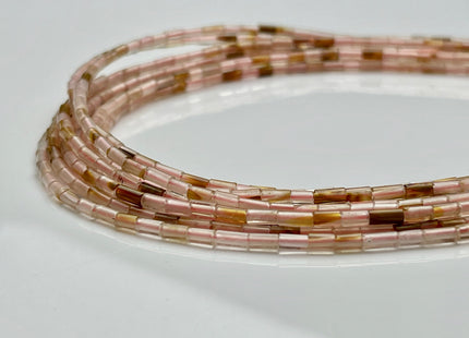 2x4 mm Tube Shape Natural Watermelon Quartz Gemstone Beads Genuine Brown Pink Quartz Gemstones Loose Spacer Beads 15.5 Inches Strand #3921