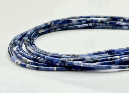 2x4 mm Tube Shape Natural Sodalite Gemstone Beads Genuine Multi Blue Color Sodalite Gemstones Loose Spacer Beads 15.5 Inches Strand #3924