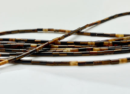 2x4 mm Tube Shape Natural Tiger Eye Gemstone Beads Genuine Yellow And Brown Tiger Eye Gemstones Loose Spacer Beads 15.5 Inches Strand #3925