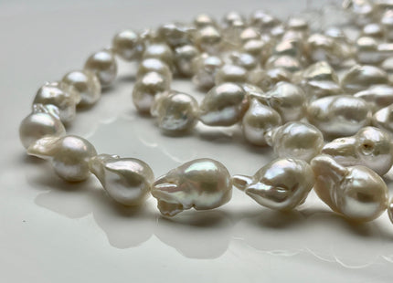 11x16-13x20 mm AAAA Natural White Baroque Pearl Beads Genuine Natural Freshwater Tear Drop Shape Baroque Flame Ball Pearls 23 Beads #P1955