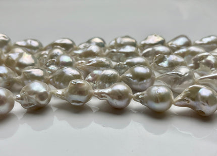 11x16-13x20 mm AAAA Natural White Baroque Pearl Beads Genuine Natural Freshwater Tear Drop Shape Baroque Flame Ball Pearls 23 Beads #P1955