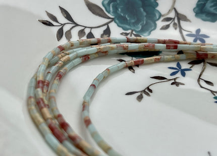 2x4 mm Tube Shape Impression And Sea Sediment Jasper Gemstone Beads Genuine Blue Purple Green Jasper Gemstones Loose Spacer Beads #3938