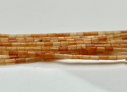 2x4 mm Tube Shape Aventurine Gemstone Beads Genuine Pink Orange Color Aventurine Gemstones Loose Spacer Beads 15.5 Inches Strand #3935