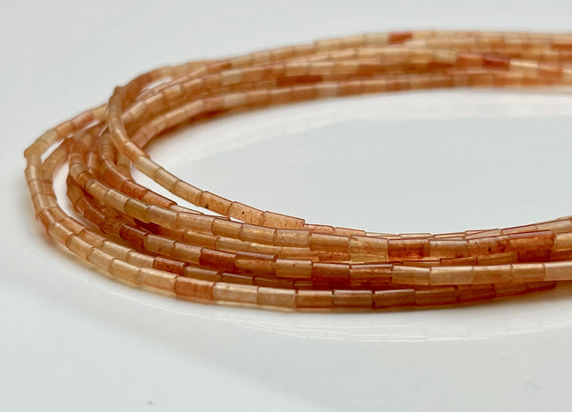 2x4 mm Tube Shape Aventurine Gemstone Beads Genuine Pink Orange Color Aventurine Gemstones Loose Spacer Beads 15.5 Inches Strand #3935