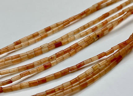 2x4 mm Tube Shape Aventurine Gemstone Beads Genuine Pink Orange Color Aventurine Gemstones Loose Spacer Beads 15.5 Inches Strand #3935
