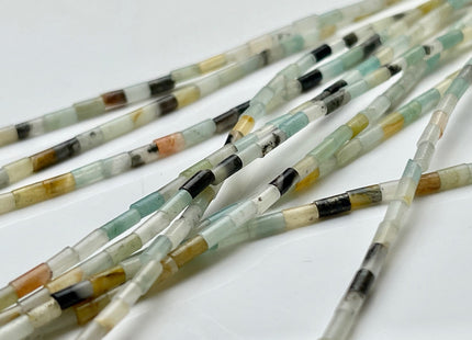 2x4 mm Tube Shape Sandstone Amazonite Jasper Gemstone Beads Genuine Blue Red Green Gemstones Loose Spacer Beads 15.5 Inches Strand #3937