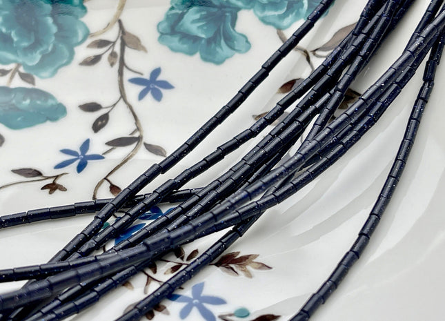 2x4 mm Tube Shape Sandstone Amazonite Jasper Gemstone Beads Genuine Blue Red Green Gemstones Loose Spacer Beads 15.5 Inches Strand #3937