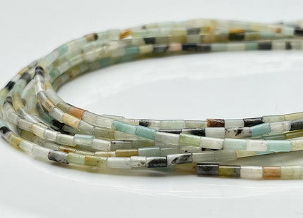 2x4 mm Tube Shape Sandstone Amazonite Jasper Gemstone Beads Genuine Blue Red Green Gemstones Loose Spacer Beads 15.5 Inches Strand #3937